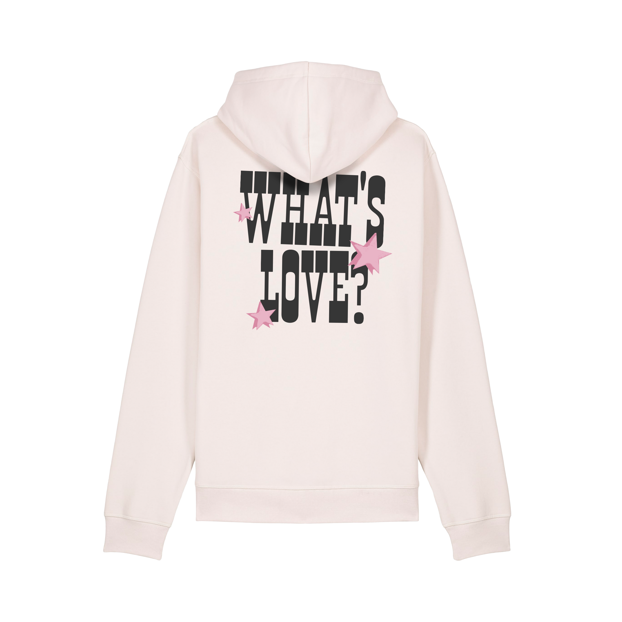 White hoodie with pink writing sale